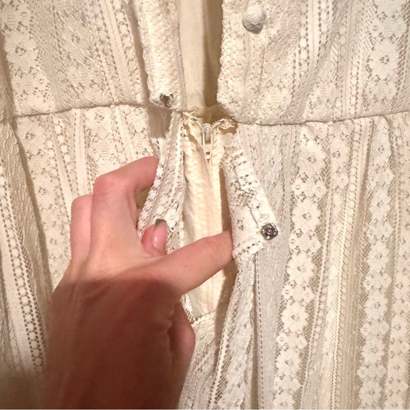 Jack Bryan Vintage Semi Sheer Lace Long Sleeve Maxi Dress Cream Size Large - Picture 7 of 10